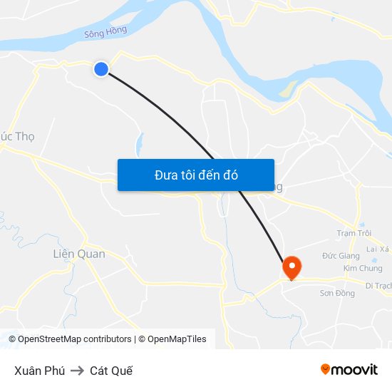 Xuân Phú to Cát Quế map
