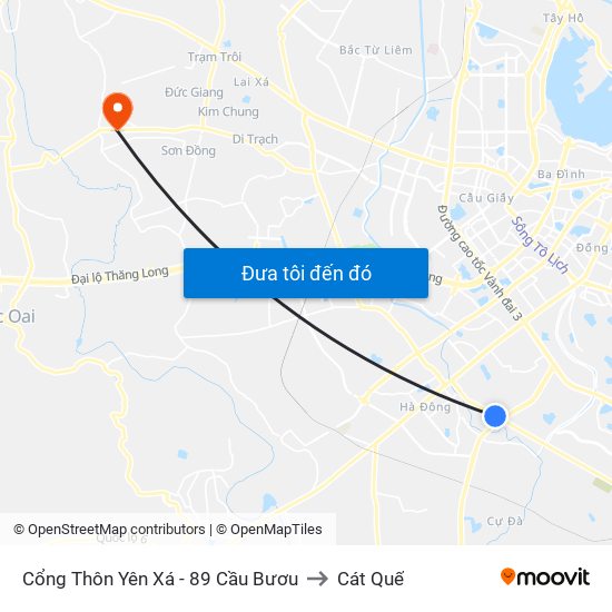 Cổng Thôn Yên Xá - 89 Cầu Bươu to Cát Quế map