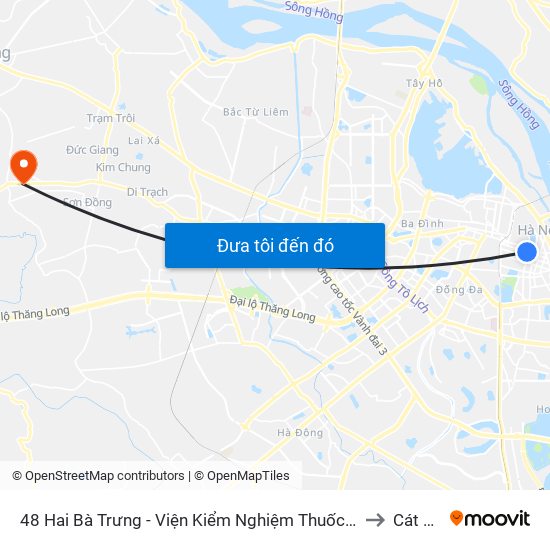 48 Hai Bà Trưng - Viện Kiểm Nghiệm Thuốc Trung Ương to Cát Quế map