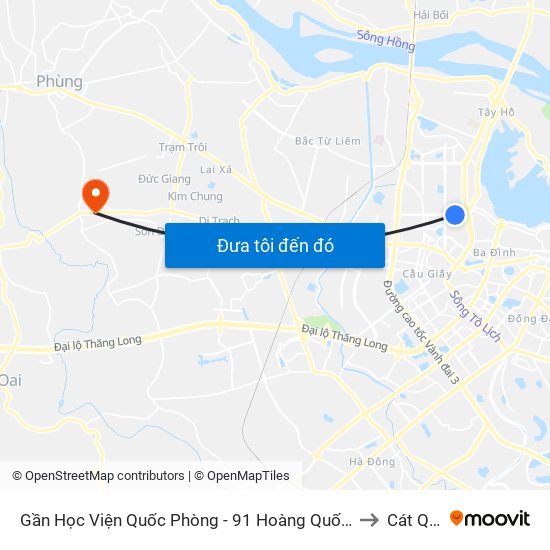 Gần Học Viện Quốc Phòng - 91 Hoàng Quốc Việt to Cát Quế map