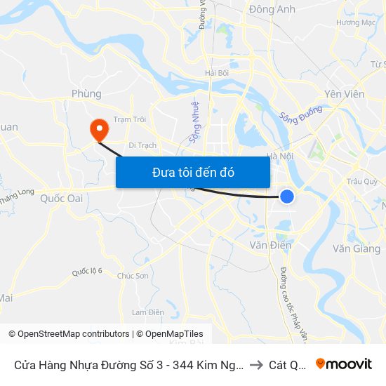 Cửa Hàng Nhựa Đường Số 3 - 344 Kim Ngưu to Cát Quế map