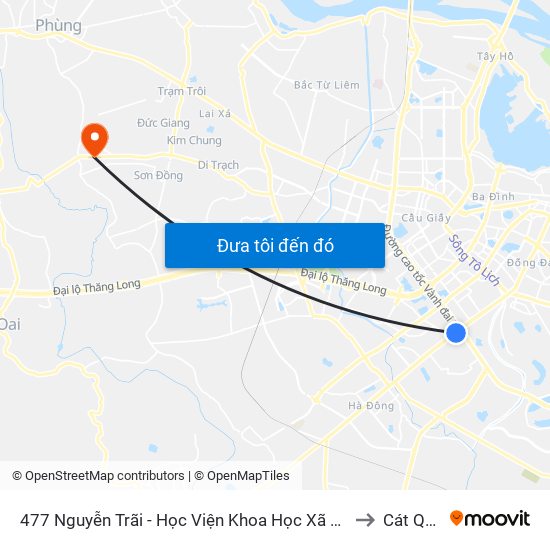 477 Nguyễn Trãi - Học Viện Khoa Học Xã Hội to Cát Quế map