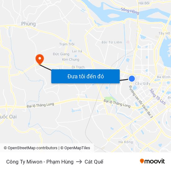 Công Ty Miwon - Phạm Hùng to Cát Quế map
