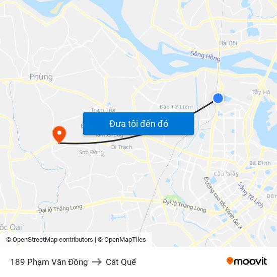 189 Phạm Văn Đồng to Cát Quế map