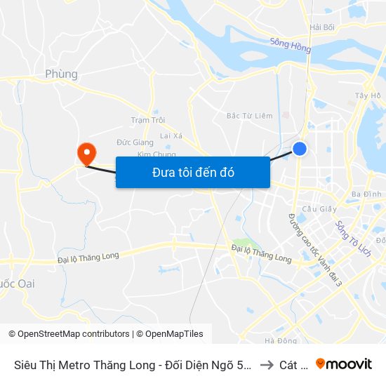 Siêu Thị Metro Thăng Long - Đối Diện Ngõ 599 Phạm Văn Đồng to Cát Quế map