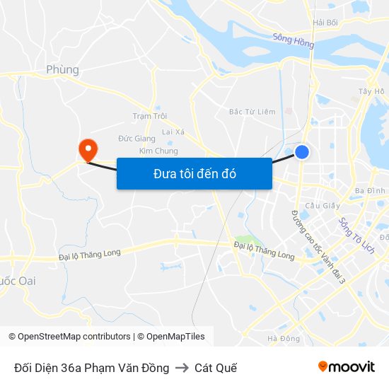Đối Diện 36a Phạm Văn Đồng to Cát Quế map