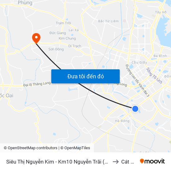 Siêu Thị Nguyễn Kim - Km10 Nguyễn Trãi (Hà Đông) to Cát Quế map