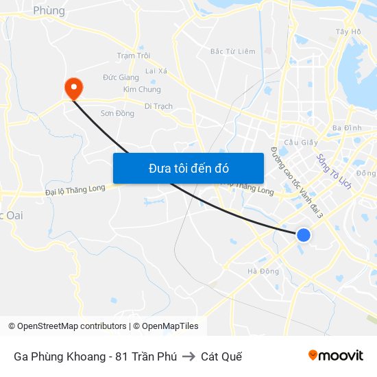 Ga Phùng Khoang - 81 Trần Phú to Cát Quế map