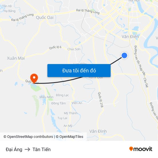 Đại Áng to Tân Tiến map