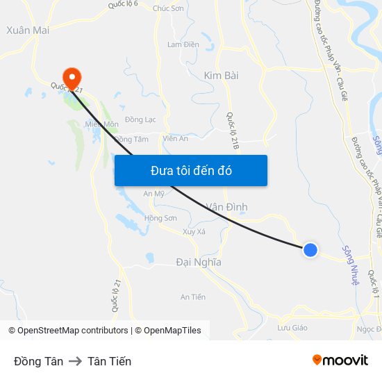 Đồng Tân to Tân Tiến map