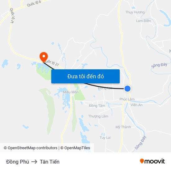 Đồng Phú to Tân Tiến map