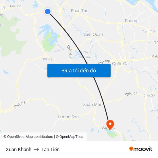 Xuân Khanh to Tân Tiến map