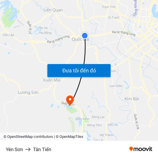 Yên Sơn to Tân Tiến map