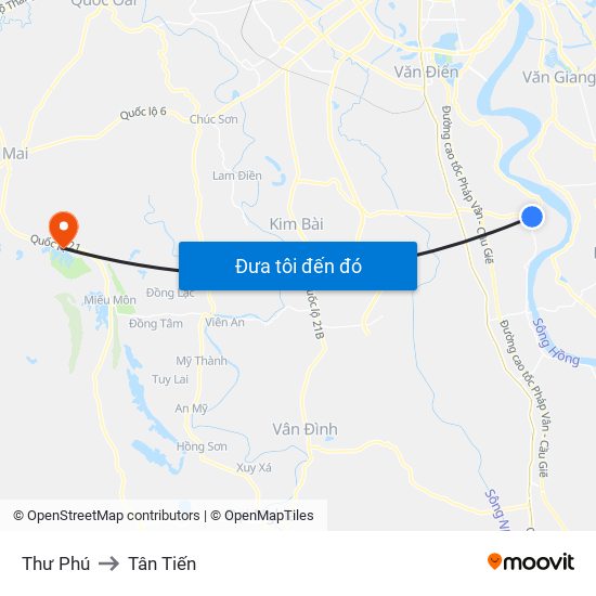 Thư Phú to Tân Tiến map