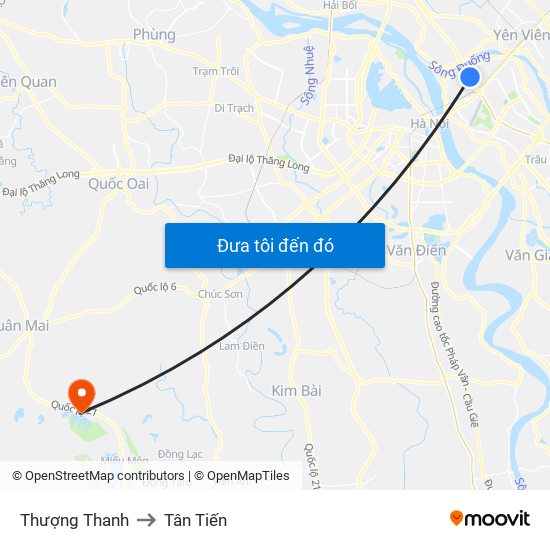 Thượng Thanh to Tân Tiến map