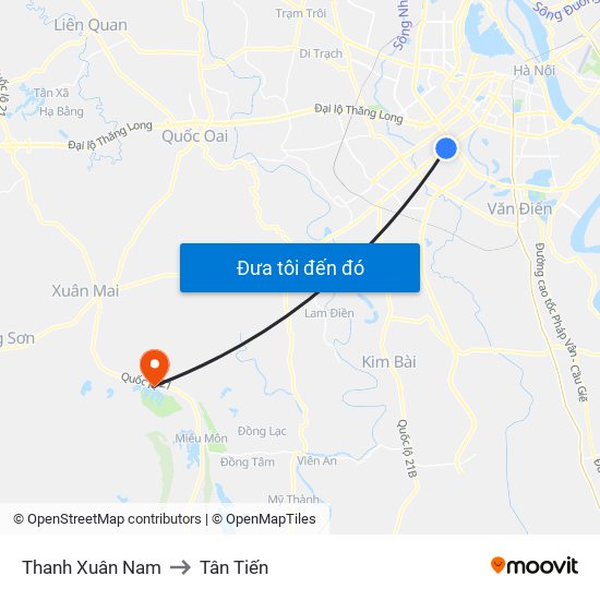 Thanh Xuân Nam to Tân Tiến map