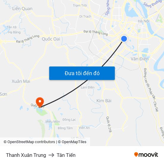 Thanh Xuân Trung to Tân Tiến map