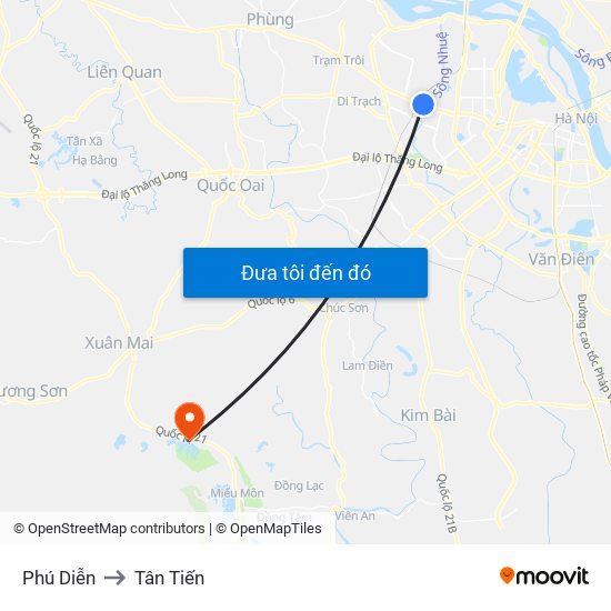 Phú Diễn to Tân Tiến map
