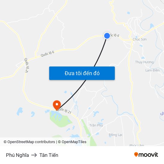 Phú Nghĩa to Tân Tiến map