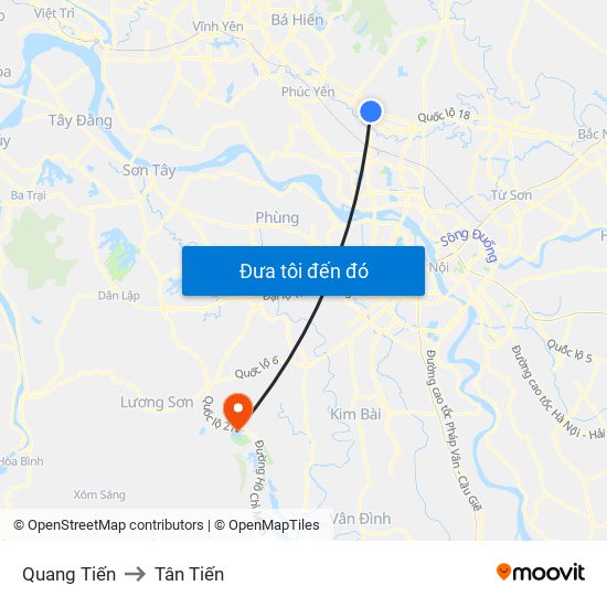 Quang Tiến to Tân Tiến map