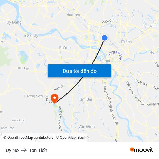 Uy Nỗ to Tân Tiến map