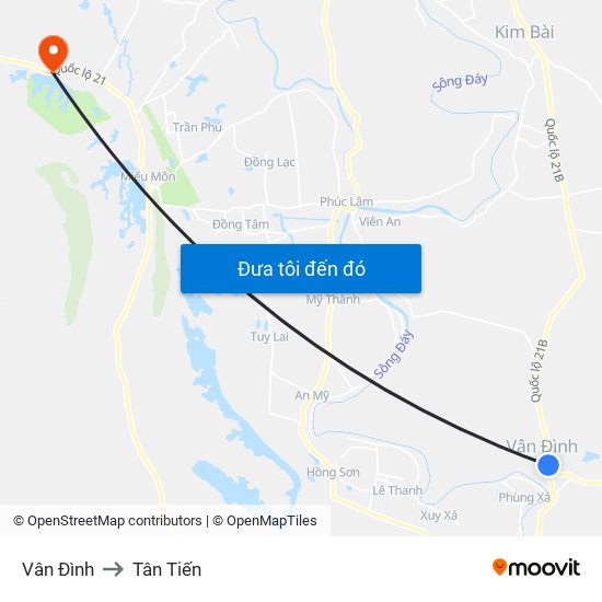 Vân Đình to Tân Tiến map