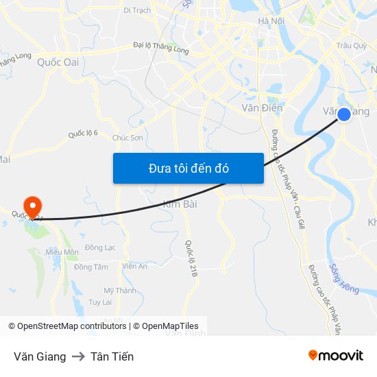 Văn Giang to Tân Tiến map