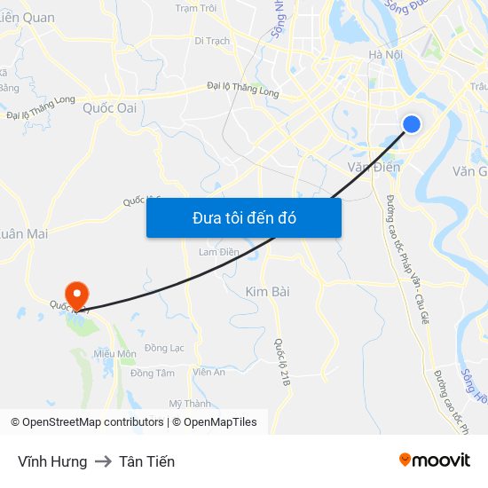 Vĩnh Hưng to Tân Tiến map