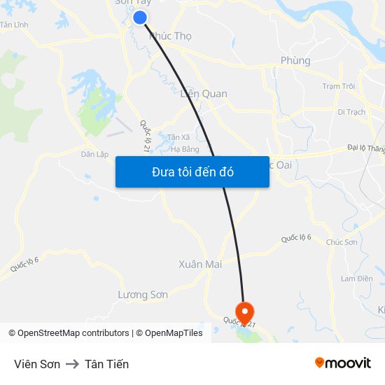 Viên Sơn to Tân Tiến map