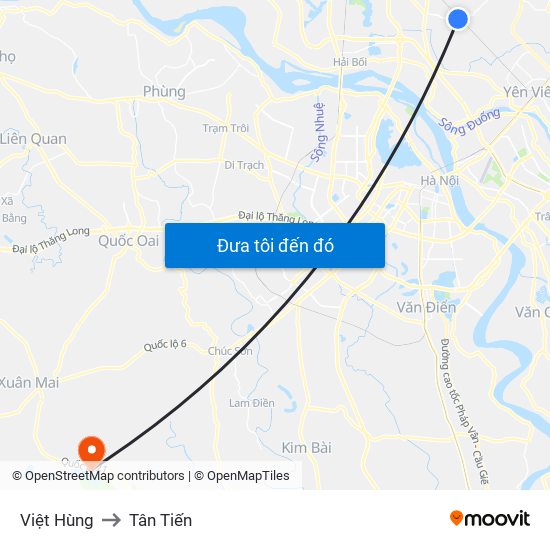 Việt Hùng to Tân Tiến map