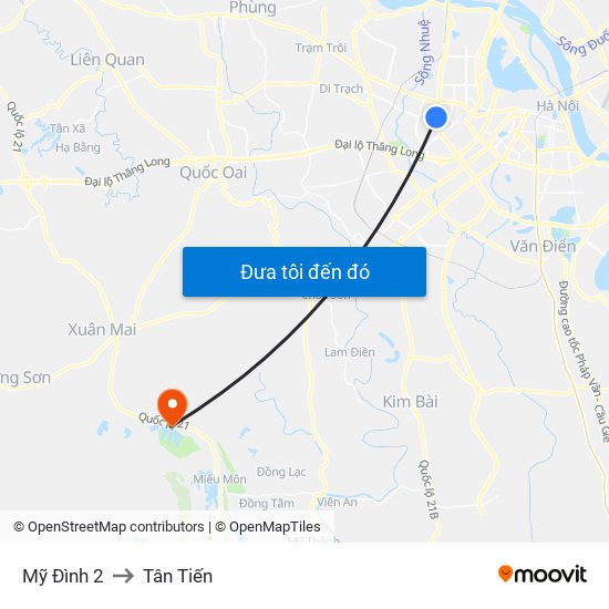 Mỹ Đình 2 to Tân Tiến map