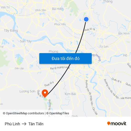 Phù Linh to Tân Tiến map