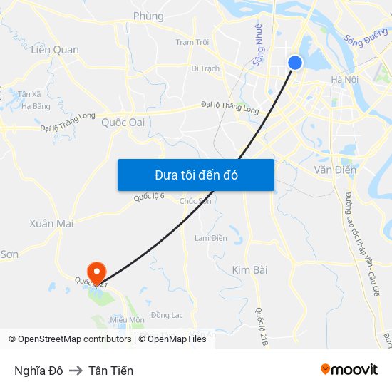 Nghĩa Đô to Tân Tiến map