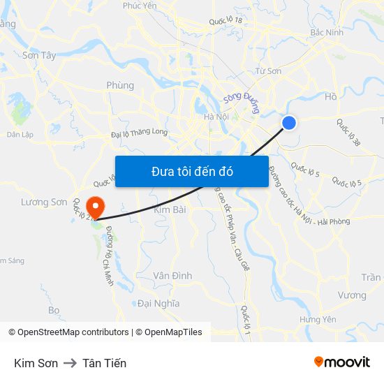 Kim Sơn to Tân Tiến map