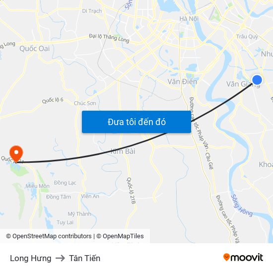 Long Hưng to Tân Tiến map