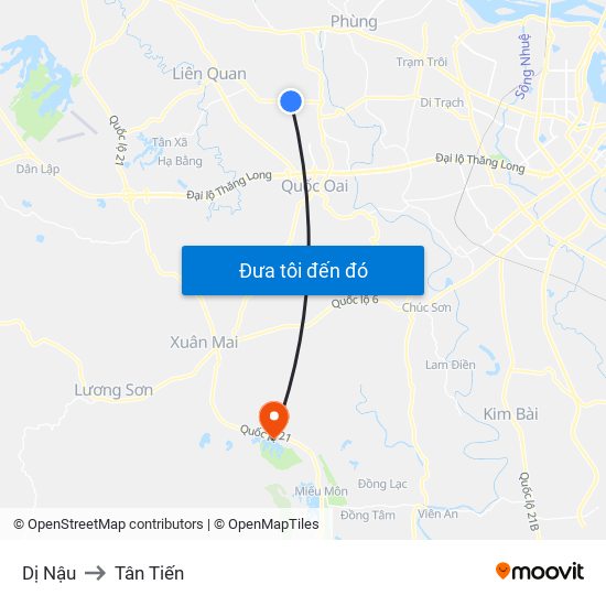 Dị Nậu to Tân Tiến map