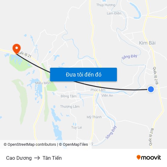 Cao Dương to Tân Tiến map