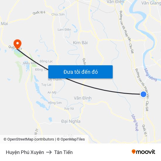 Huyện Phú Xuyên to Tân Tiến map