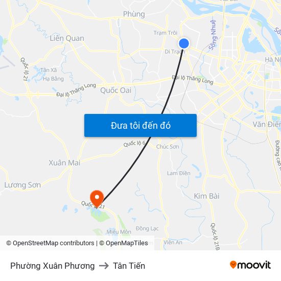 Phường Xuân Phương to Tân Tiến map