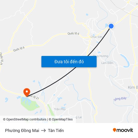 Phường Đồng Mai to Tân Tiến map