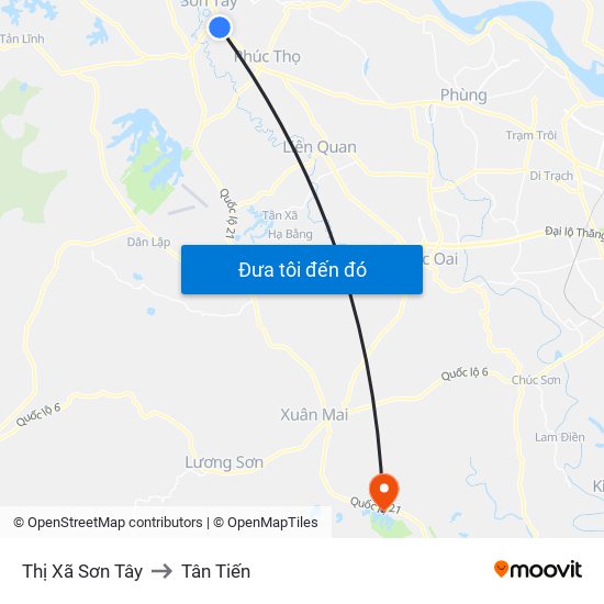 Thị Xã Sơn Tây to Tân Tiến map