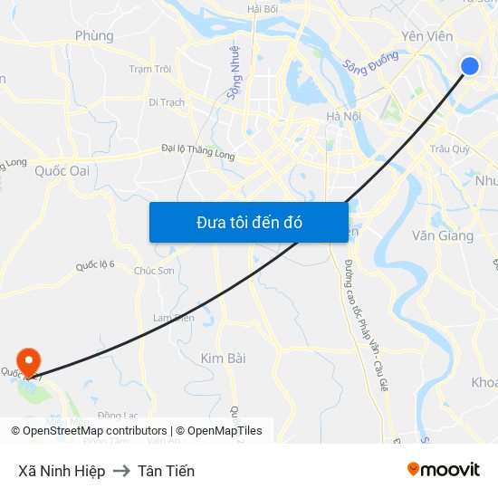 Xã Ninh Hiệp to Tân Tiến map