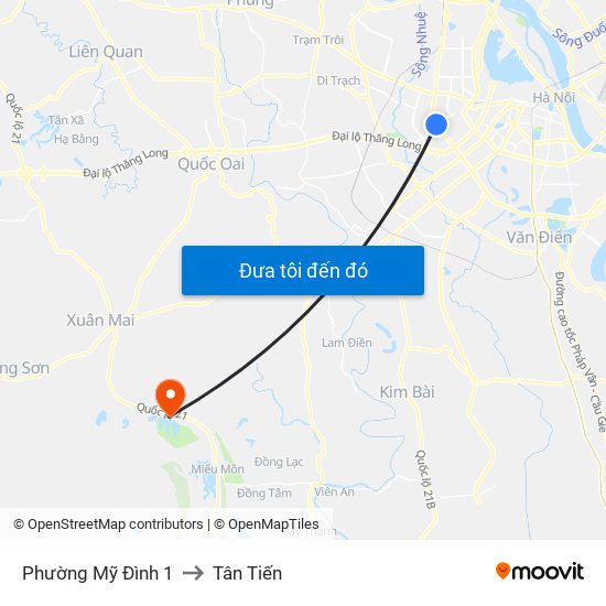 Phường Mỹ Đình 1 to Tân Tiến map