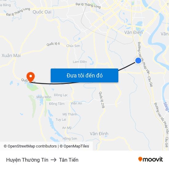 Huyện Thường Tín to Tân Tiến map