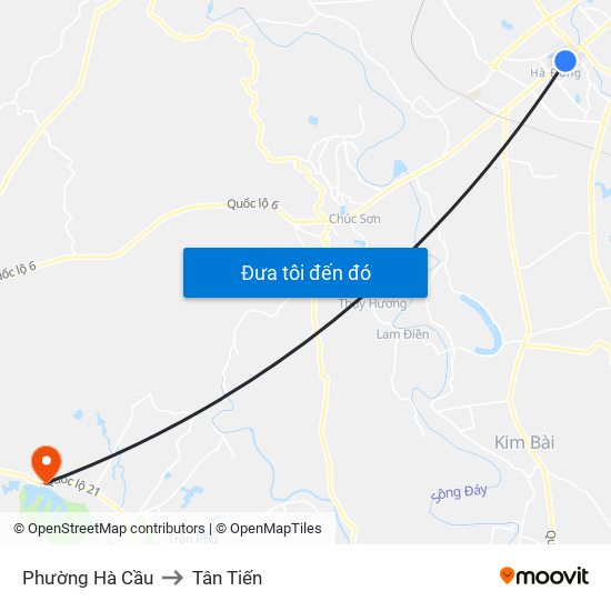 Phường Hà Cầu to Tân Tiến map