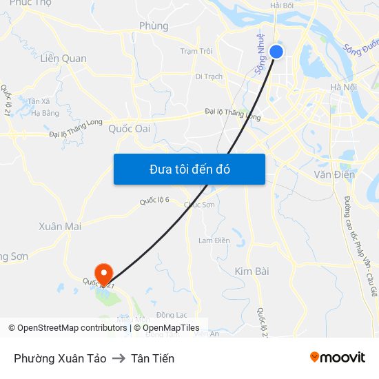 Phường Xuân Tảo to Tân Tiến map