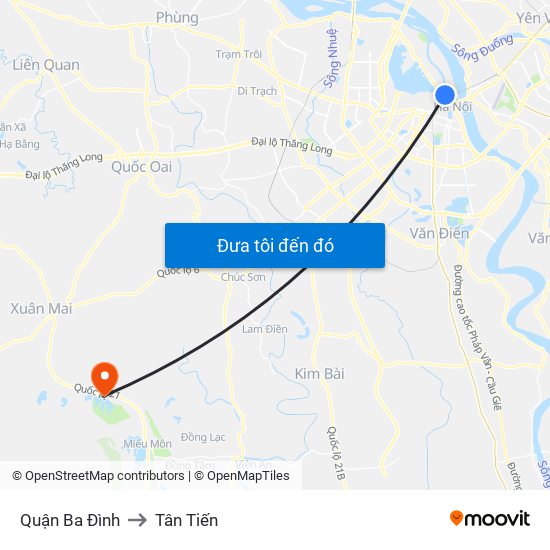 Quận Ba Đình to Tân Tiến map