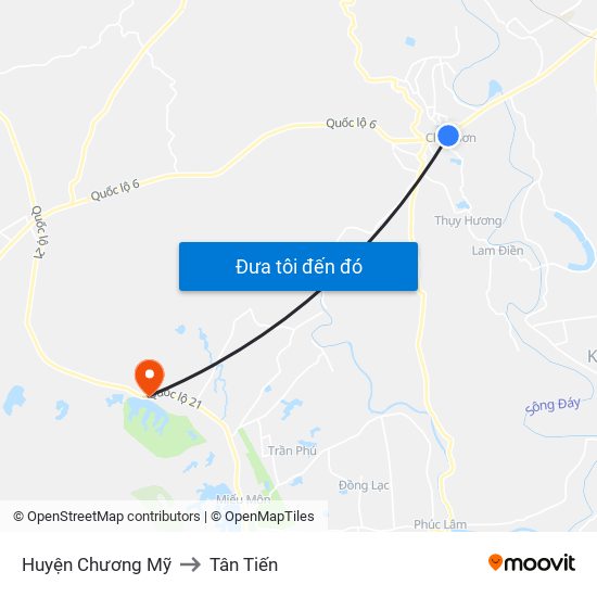 Huyện Chương Mỹ to Tân Tiến map