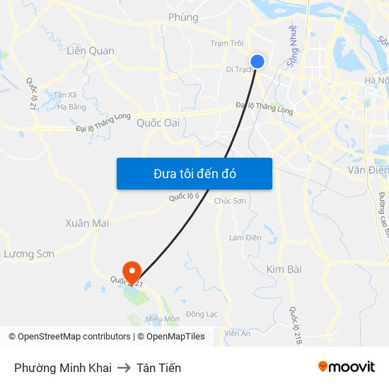 Phường Minh Khai to Tân Tiến map