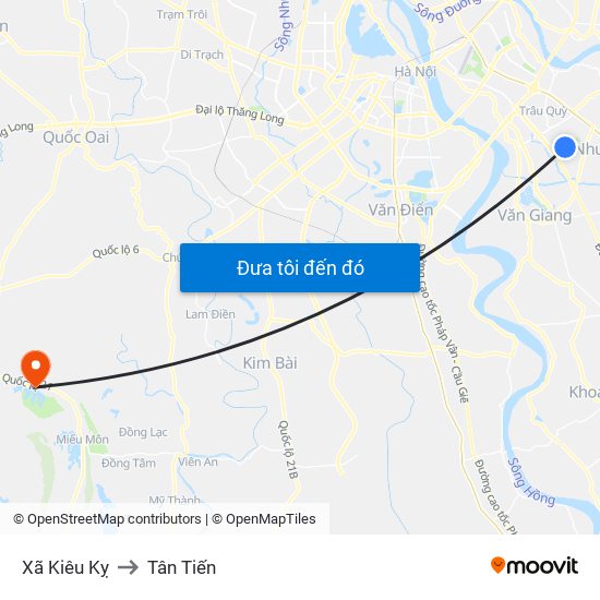 Xã Kiêu Kỵ to Tân Tiến map